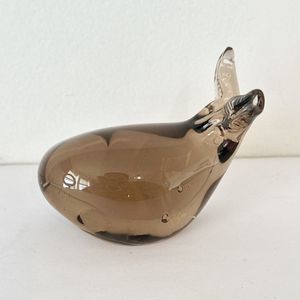 Hand Blown Glass‎ Art Brown Whale 3in Figurine Paper Weight